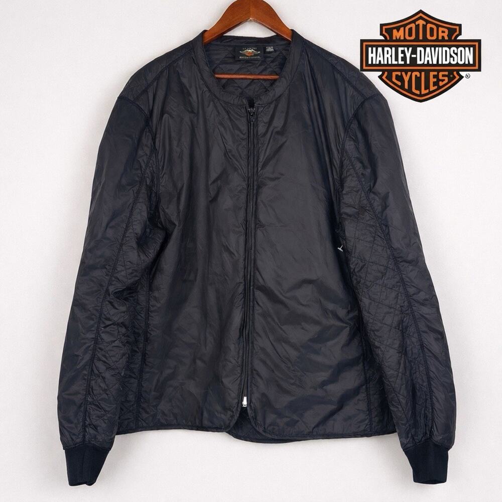 Harley-Davidson Lightweight Buffalo Leather Jacket Men’s 2XL Black Quilted Lined